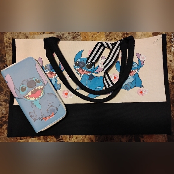 Stitch Canvas Large Tote and Long Wallet Set Tote Is (11"H×17") - Picture 1 of 8